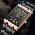 VA VA VOOM Men's Watch, Fashion Stainless Steel 3ATM Waterproof Calendar Square Quartz Wristwatch, Ideal choice for Gifts. 