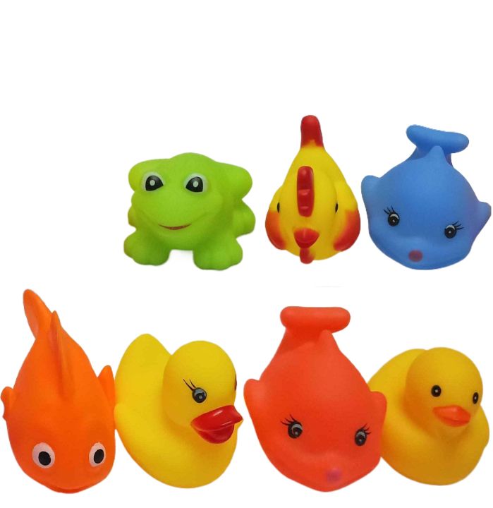 Pack of 6pcs Lovely Mixed Squishy Toys Floating Animals Colorful Soft Rubber Educational Swimming Water Toys Rubber Float Squeeze Sound Squeaky Bathing Toy for Baby Boy and Girl
