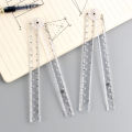 1/3Pcs Acrylic Transparent Folding Ruler Students Stationery Drawing Measuring Tools Straight Rulers With Small Protractor. 