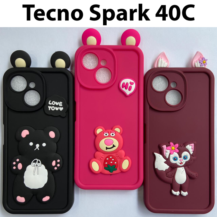 Tecno Spark 40C – Cute 3D Cartoon Silicone Back Cover (Girls, Kids ...