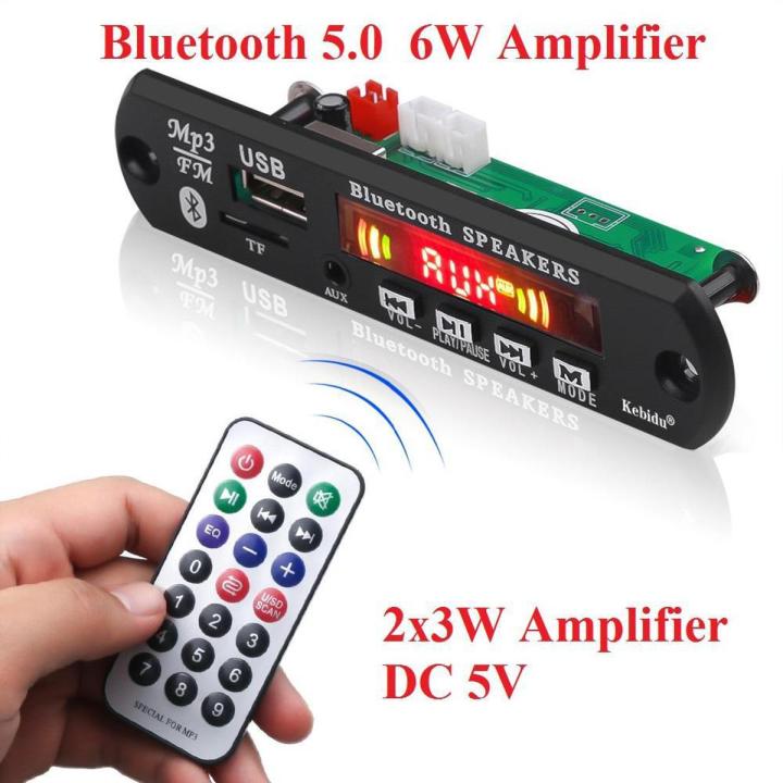 New! [6W Amplifier+BT 5.0+LCD Screen+Handsfree Mic+Recording] DC 5V Wireless Bluetooth 5.0 MP3 Decoder Board Audio MP3 Player Module With 2*3W Speaker LCD Screen Handsfree Mic Recording USB U Disk TF FM Radio 3.5mm Aux Line-in MP3 WAV WMA Function