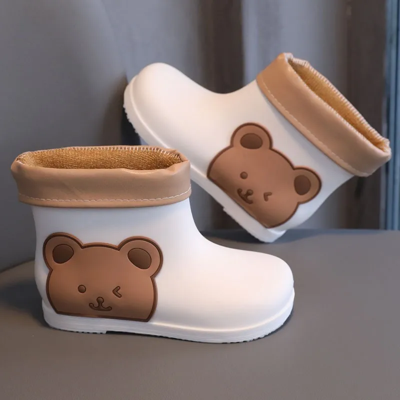 HOT Kids Cute Bear Rubber Rain Boots Girls Boys Ankle Rainboots Waterproof Shoes Round Toe Water Proof Shoes Daraz.pk