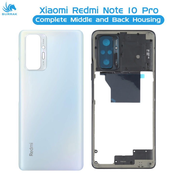 Xiaomi Redmi Note 10 Pro Housing Middle Frame With Side Button and Replacement Battery Back Door For Xiaomi Redmi Note 10 Pro - Blue