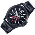 CASIO BLACK DIAL WITH DATE, DAY & 24 INDICATOR MEN'S WATCH - MTP-E350B-1BVDF. 