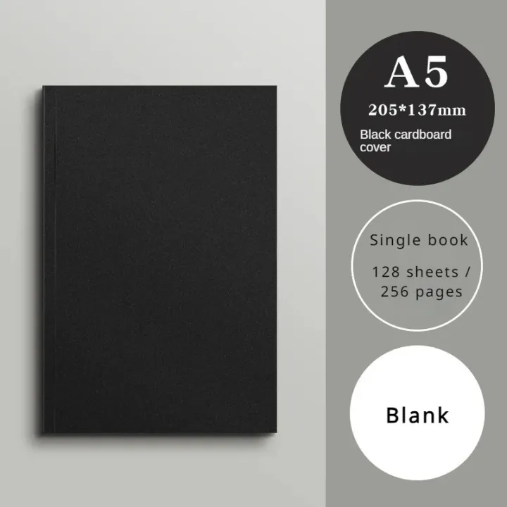 Premium Black Cardstock Notebook - 256 Pages (128 Sheets) Square Blank ...