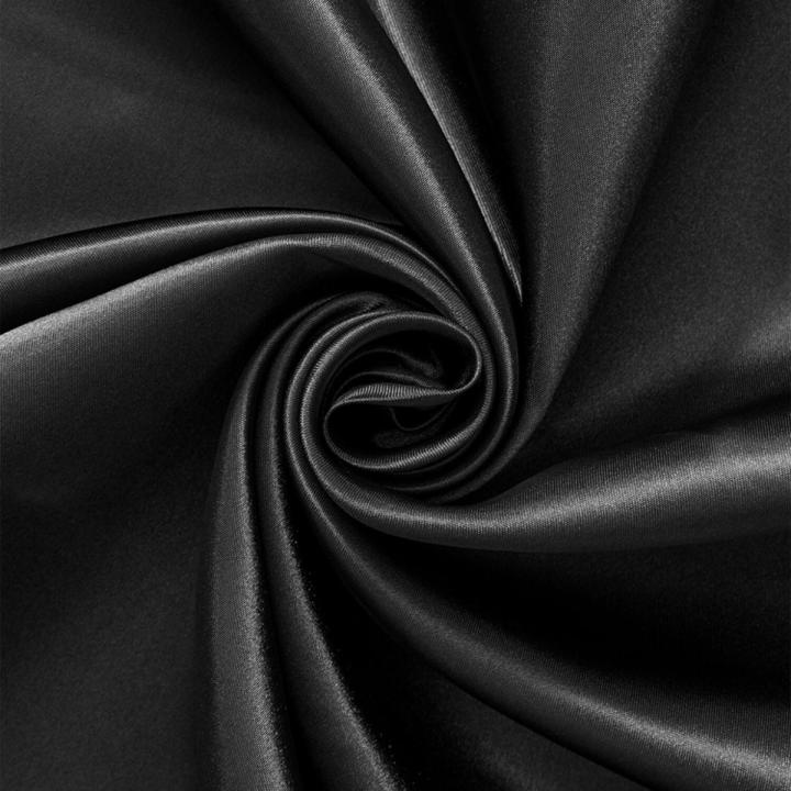 Plain Black Pure Satin Silk Fabric - High-Quality Unstitched Material