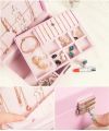 Two Layer Jewelry Organizer Box for Women – PU Leather Large Storage Case with Lock – Classic Style – All Season. 