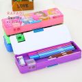 Pencil shine magnetic double layer geometry Box for girls and boys/ Geometry Box / Stationary Box Pencil Case, Pencil Box, Storage Box for School Students mickey mouse, princes, Frozen Kids with Sharpener Economical Fine Quality. 