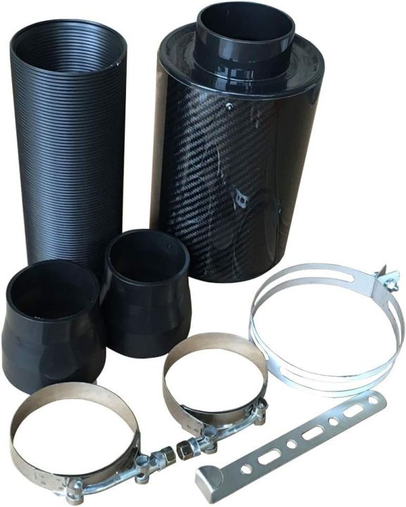 Intake Air Filter, Universal Car 3" Carbon Fibre Cold Air Filter Feed Enclosed Intake Induction Pipe Hose Kit