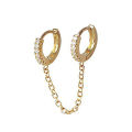 Simple Earrings Double Ear Pierced Shiny Double Ear Pierced Circle Earrings. 