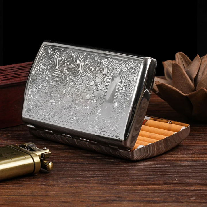 Metal Cigarette Case Men's Silver Cigarette Box Men Women Cigarette Case 16 Cigarette Case Stainless Steel Small Cigarette Case for Men Women Cigarette Box Metal Cigarette Case Silver  Premium Quality Silver