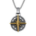 Men Retro Stainless Steel Cross necklace Norse Viking Compass Sign Pendant Necklace. 