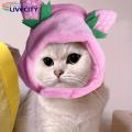 Adorable Strawberry Cat Plush Hat Soft Lightweight Pet Cosplay Headwear for Fun Photos Fastener Tape Included. 