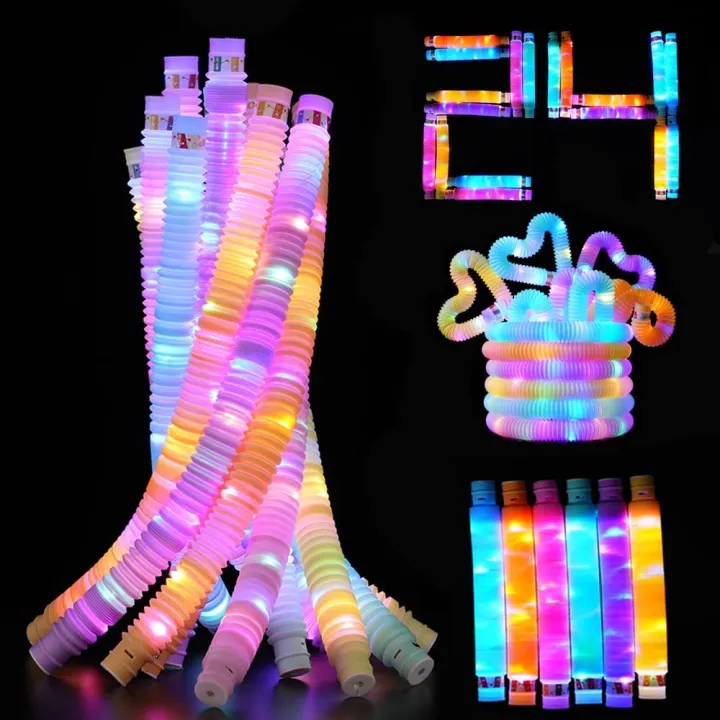 Fidget Tubes Led LED Light Up Pop Tubes Sensory Fidget Toys Party Favors for Kids Glow ...