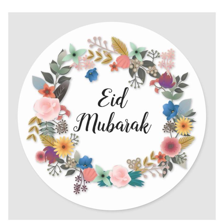 Pack of 100 Pcs Muslim Eid Mubarak Round Gift Packing Sticker Adhesive Decoration Gift Label Seal Stickers