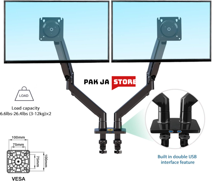 PakJAStore%20North%20Bayou%20Dual%20Monitor%20Desk%20Mount%20Stand%20Full%20Motion%20Swivel%20Computer%20Monitor%20Arm%20for%20Two%20Screens%20up%20to%2032''%20with%20Gas%20Spring%20F195A%20-%20Image%203
