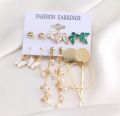 Korean Vintage Butterfly Pearl Earrings Set For Women Beautiful Earrings for girls Circle Drop Earring Gold Color Acrylic Geometric Pendant Tassel Beautiful jumkha for girls Trendy Jewellery. 