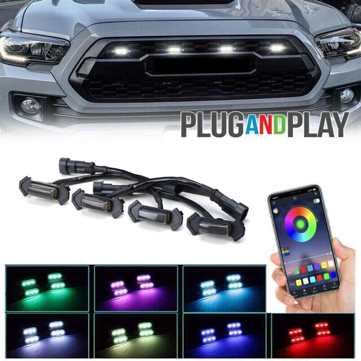GMC Grill Light For All Cars Multicolor Mobile App Control 4-Pcs