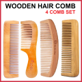Bamboo Comb For Hair (4 PCS SET) - Bamboo Wood Comb  - Pure Wooden Comb - Wide Tooth Combs - Wooden Comb For Curly Hair - Wooden Comb For Hair Fall - Bamboo Natural Wooden Hair Brush - Comb Bamboo - Hairdressing Comb - Wood Hair Comb. 