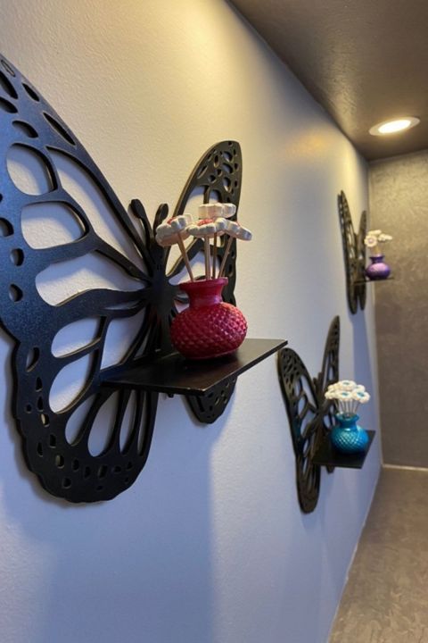 Pack of 4 Decorative Butterfly Wall Shelf, Decoration Candlestick, Wall Décor Ideas, Wooden Wall Shelves