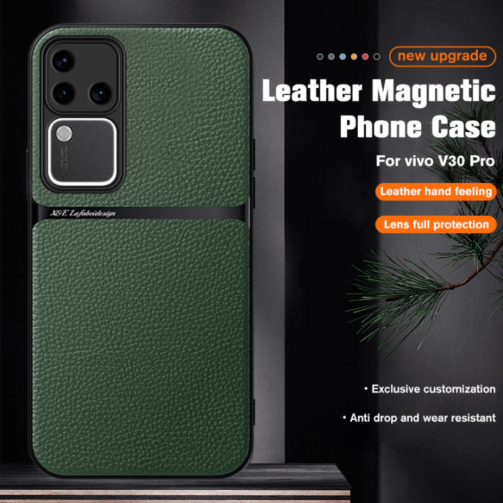 For vivo V30 5G Leather Magnetic Case for vivo V30 Full Pack Anti-Fingerprint Leather Case