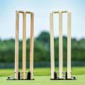 Cricket Wooden Spring Return Stumps With Bails & cast iron Base , Wickets. 