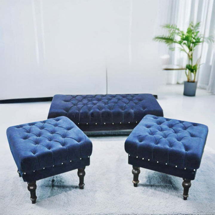 Sofa 4 Seater Puffy Sets  Blue Valvid & Custumize {{ Special Sale }}