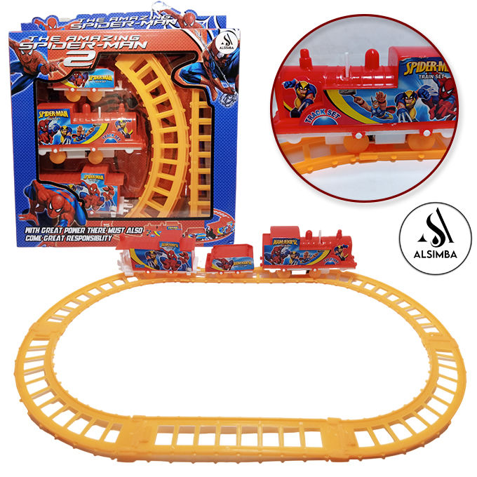 Spiderman Gauge Electric Train Set Toy For Kids Boys & Girls - Operated Battery - Red