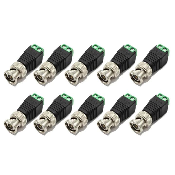 10Pcs Male Metal BNC Connector with DC Connector Plug Screw Terminal