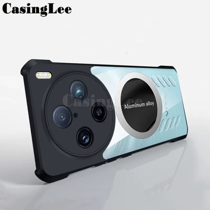 For Vivo X100 case Hard Clear Transparent Shockproof Car Holder Adsorb Hollow Out Ring Back Cover For Vivo X100 Pro Back cover Phone Cases