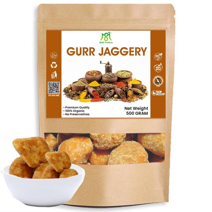 Gurr Jaggery | Organic Jaggery for Tea and Sweet Dish | Desi Gur Whole 500 Grams