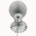 SILVER COLOR PAPER FANS - PACK OF 3 PAPER FANS - 3 SIZE PAPER FAN SILVER THEME. 