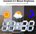 White 3D Led Digital Clock Snooze Bedroom Desk Alarm Clocks 24/12 Hour Display Home Decoration Hanging Wall Clock Calendar Thermometer Voice Control Backlight  Time Temperature Display For Bedroom Office Living Room Home Decor Gift Nightstand Bedside. 