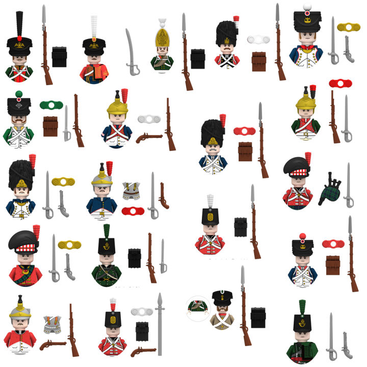 Napoleonic Wars Military Soldiers Building Blocks Sets WW2 MiniFigures French British Fusilier Rifles Bagpiper s Kids Toys Pizazzazz