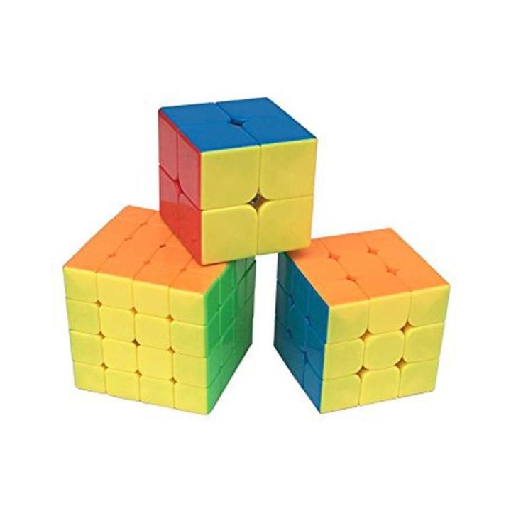 Pack Of 3 stickerless Rubik's Cubes (2x2, 3x3, 4x4)
