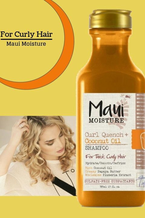 Maui Moisture Curl Quench + Coconut Oil Curl-Defining Anti-Frizz Shampoo to Hydrate and Detangle Tight Curly Hair, Softening Shampoo, Vegan, Silicone & Paraben-Free 388ml