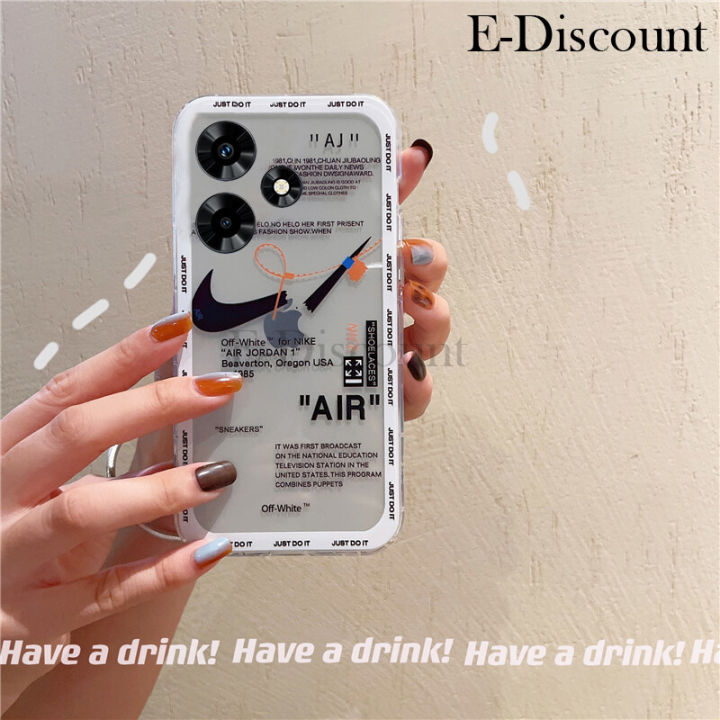 New Phone Case For Infinix Hot 40 Pro Free Fire 4G Cover Soft Silicone Fashionable Shockproof Transparent Comfortable White and Blue Hooks For Infinix Hot 40 Pro Free Fire Case