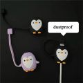 Anti-break Dust Cover Purple Winder Pvc Charging Cable Case Mobile Phone Peripherals Cute Penguin Case Penguin Winding Black. 
