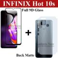 Infinix Hot 10s Glass Protector Curved 9D Glass Full Screen Edge To Edge + Matte Back Protector Carbon Soft Skin Sheet For Infinix Hot 10s. 