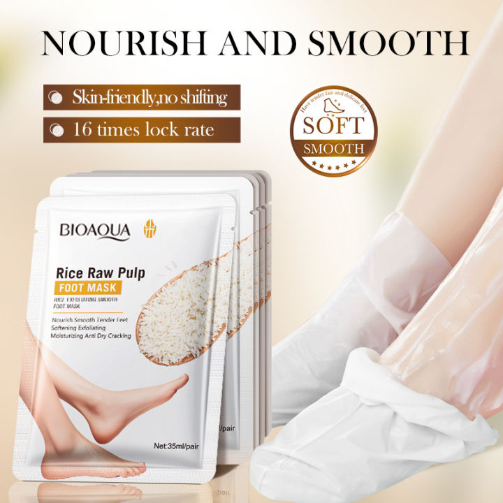 Foot Mask Rice Raw Care Exfoliating Whitening Foot Peeling Facial Mask Softening