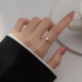 WOOZU Korean Chic Round Pearl Ring 925 Sterling Silver Classic Stackable Finger Rings For Women Personality Statement Jewelry. 