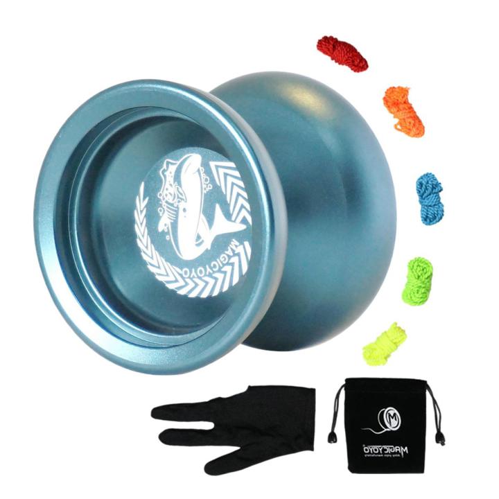 MAGICYOYO N12 Shark Honor Yoyo Unresponsive Professional Yoyo Aluminum Alloy Long Time Spinning Yoyo with Yoyo Strings,Blue