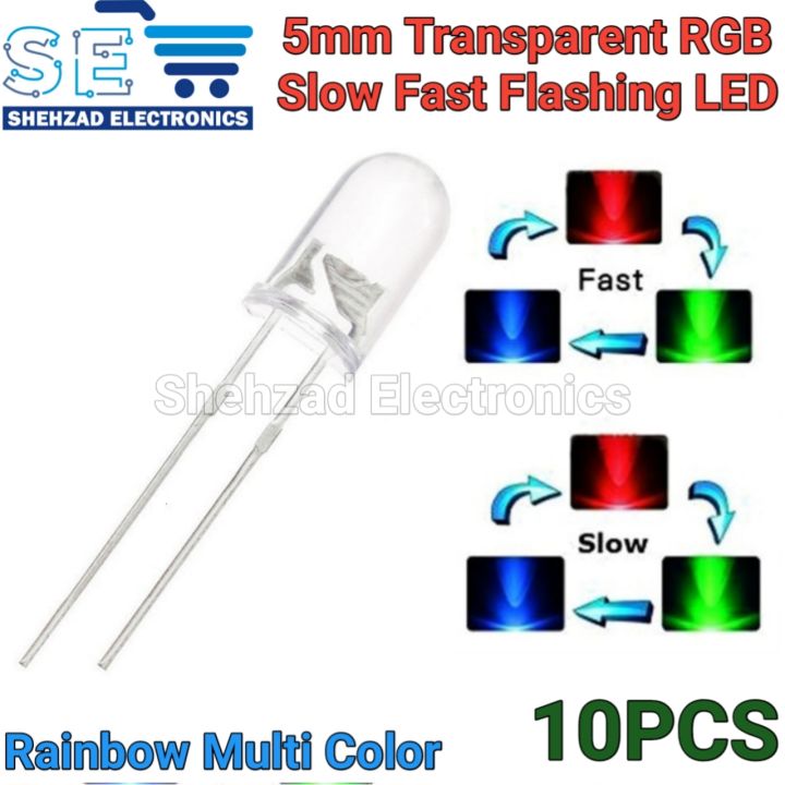 10PCS 5/10 mm LED Fast/Slow RGB Flash Red Green Blue Rainbow Multi Color Light Emitting Diode Round LED Full Color