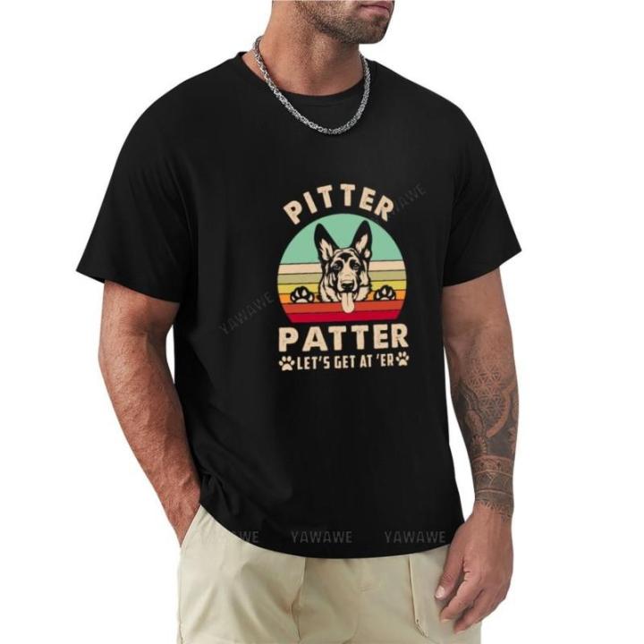 Pitter Patter Let's Get At 'er Dog Funny Vintage T-shirt funny t shirt oversized t-shirt cute clothes mens workout shirts
