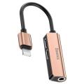 BASEUS L52 - MULTI FUNCTIONAL 3 IN 1 iPhone8 Pin Male to 3.5mm Female + 2 x iPhone8 Pin Female Charging Call Listening Song Audio Headphone Adapter - BLACK. 