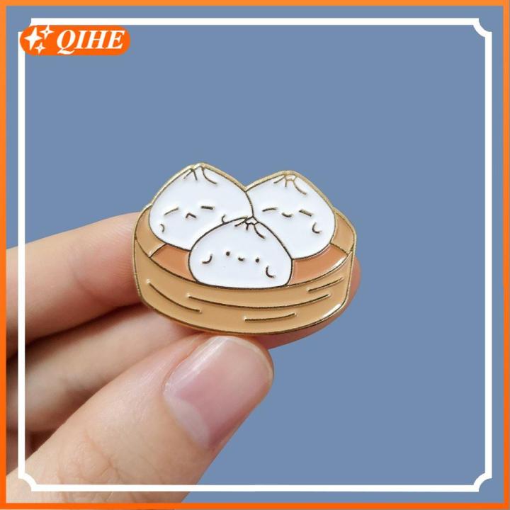 Cartoon Bamboo Steamed Bun Brooch Cute Breakfast Q Version Xiaolongbao Badge All-match Denim Shirt Canvas Accessories Collar Pin Badge Eat Me If You Like
