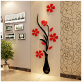 3D Vase Flower Wall Murals Wooden Wall Sticker Originality Sticker DIY Flower and Vase Wall Decal Wall Decor for Living Room Bedroom Decoration TV Wall Background Sofa Backdrop. 