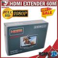 HDMI Extender Single LAN 60m (Extends HDMI Signal upto 60 Meters for 1080p Over CAT5e/6 Cable. 
