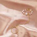 Chain Finger Rings Alloy Simple Ring Creative One-piece Set Pearl Finger Ring. 