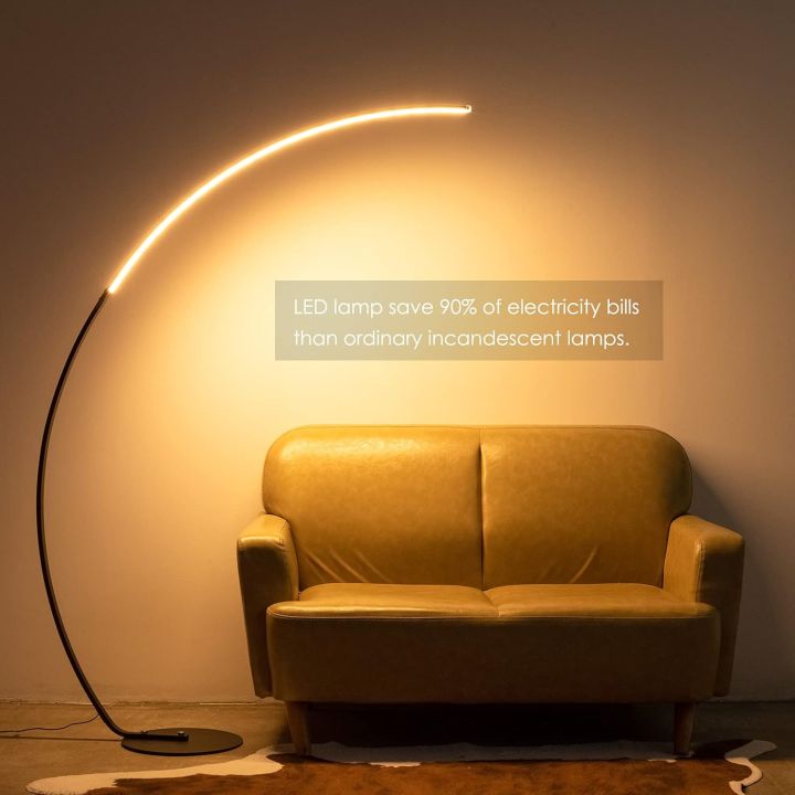 67" Arc Floor Lamp Black & Gold – Modern LED Standing Lamp for Living ...
